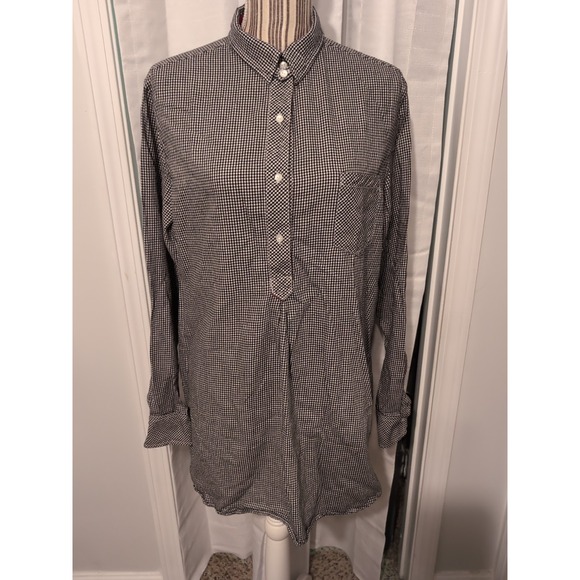 Victoria's Secret Tops - Victoria's Secret Black & White Gingham Long Sleeve Cotton/Silk Shirt‎ Large